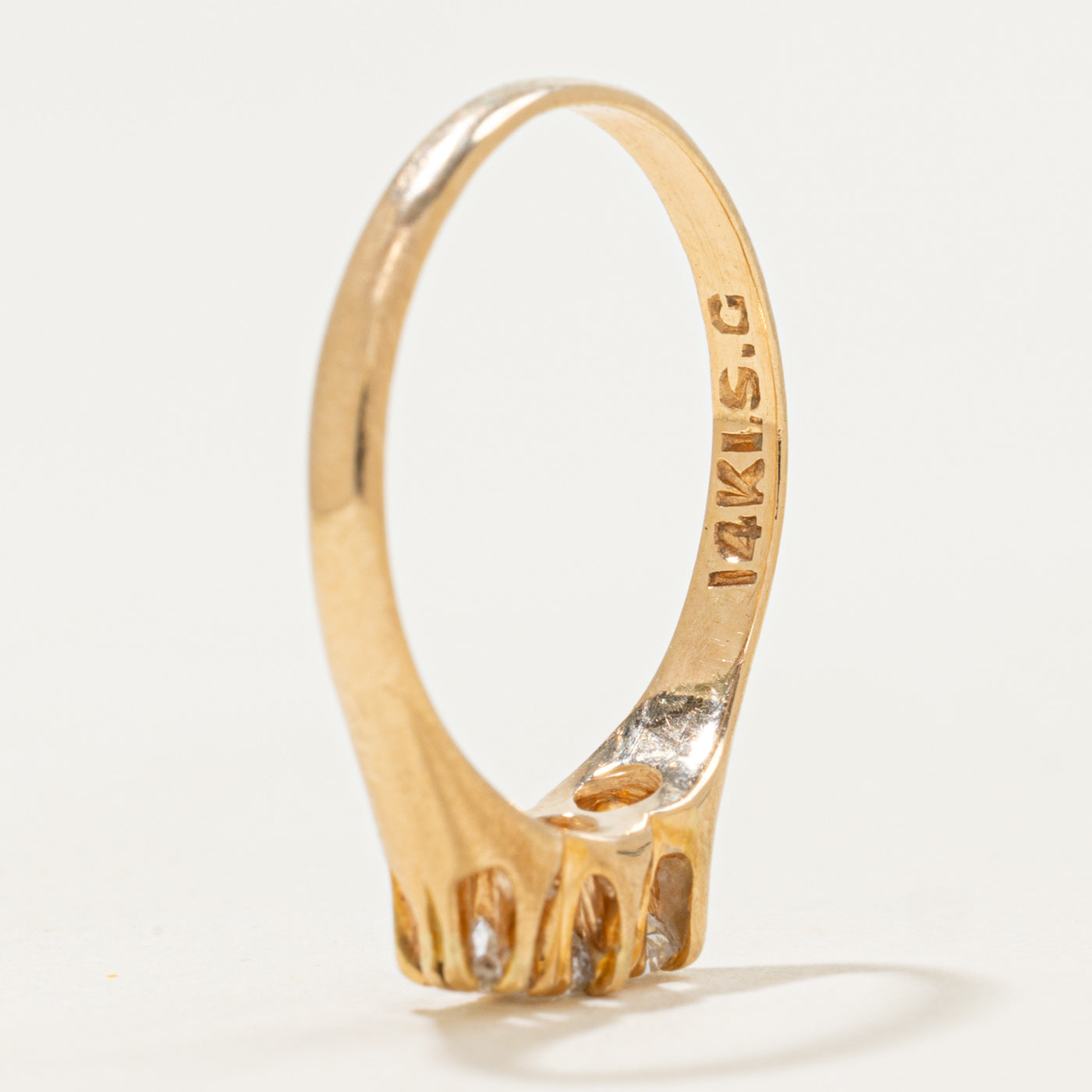 Antique Belcher Set Three Stone Old European Diamond Ring | 0.3ctw | SZ 7