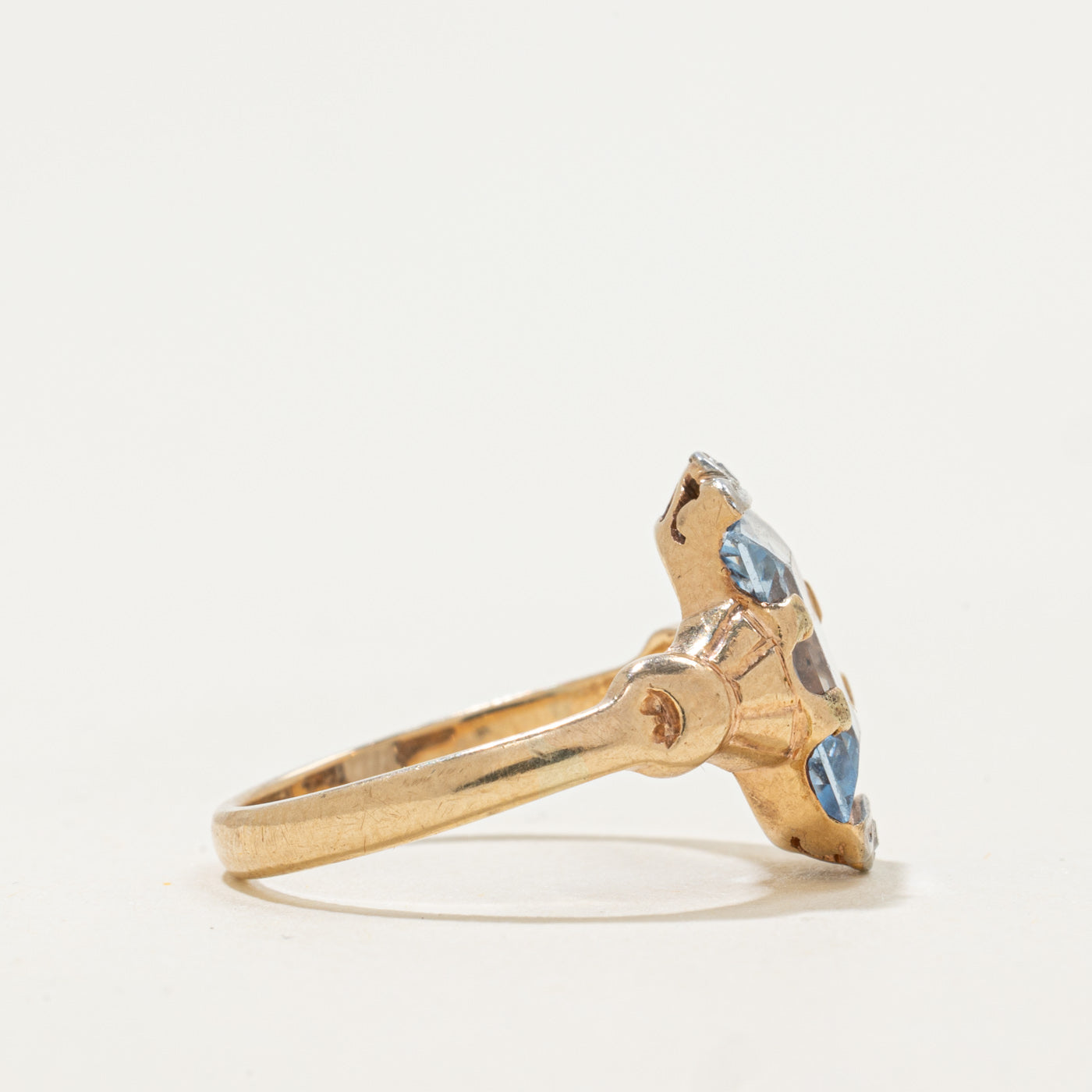 10k Tab Set Synthetic Blue Spinel & Diamond Ring | 3.06ct, 0.01ctw | SZ 5