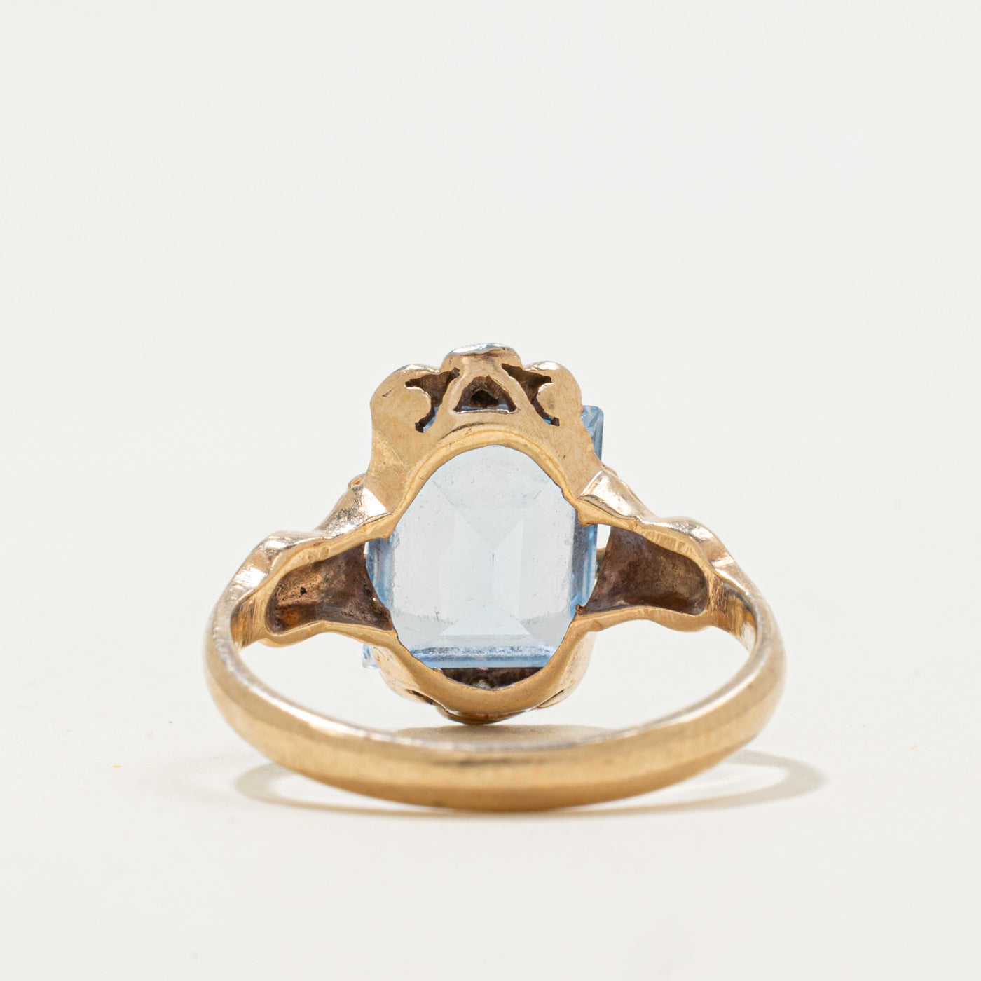 10k Tab Set Synthetic Blue Spinel & Diamond Ring | 3.06ct, 0.01ctw | SZ 5