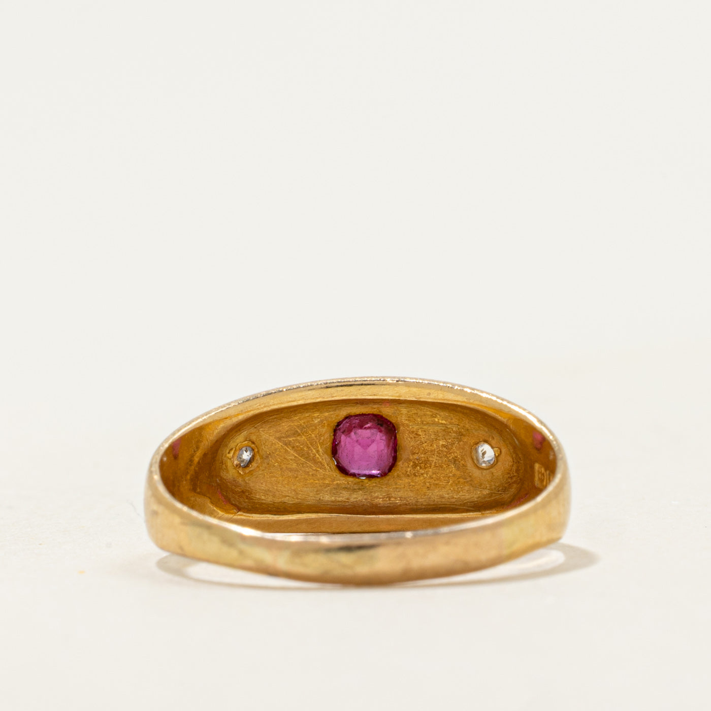 Antique Star Set Ruby & Diamond Ring | 0.1ct, 0.02ctw | SZ 4