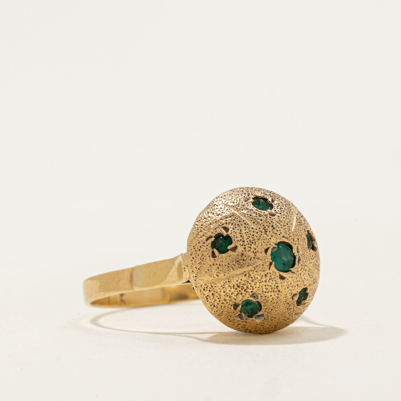 18k Emerald Domed Ball Ring | 0.16ctw | SZ 6.75