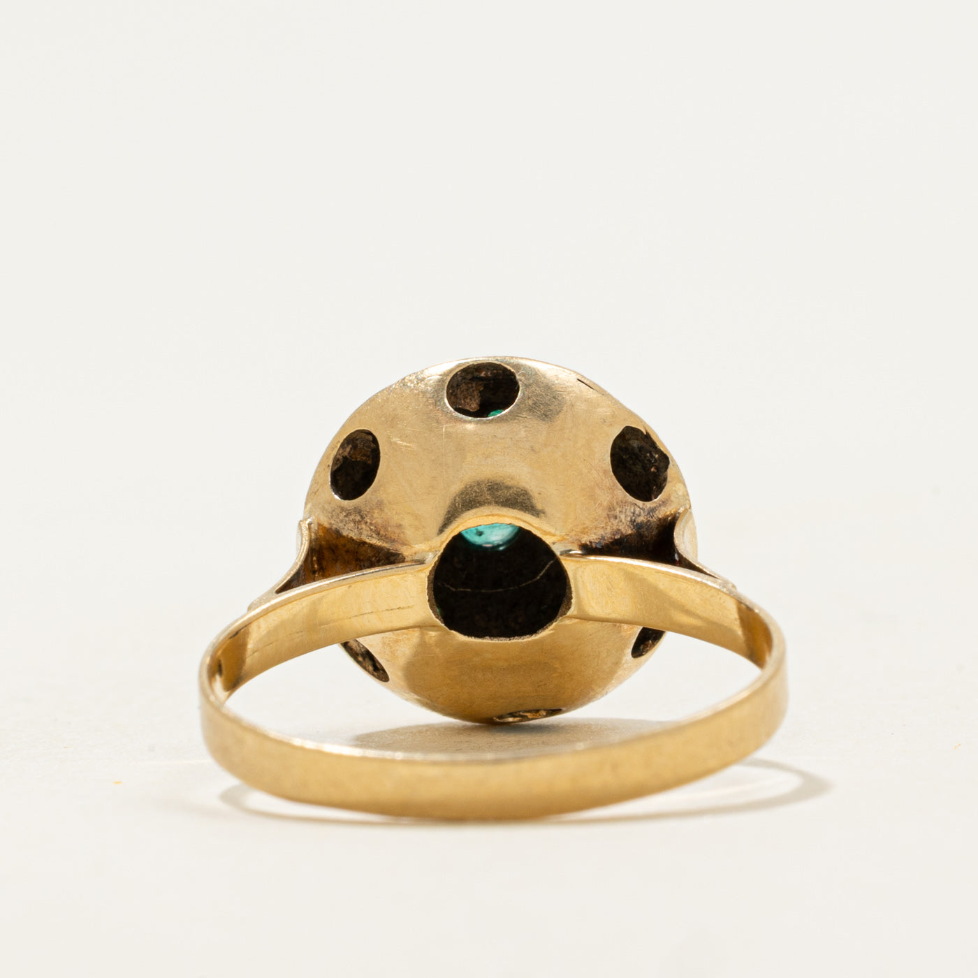 18k Emerald Domed Ball Ring | 0.16ctw | SZ 6.75