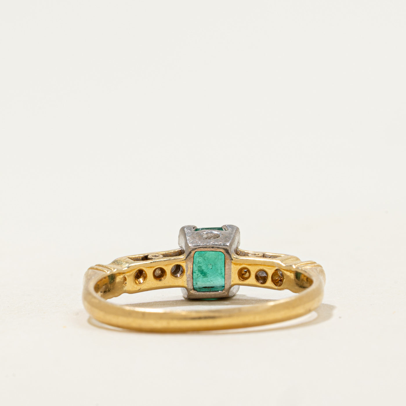 Art Deco Emerald & Rose Cut Diamond Ring | 0.6ct, 0.03ctw | SZ 7.5
