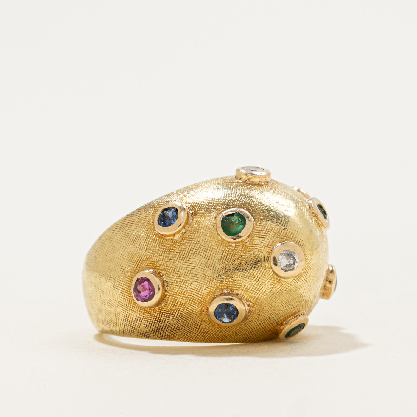 18k Multi Gemstone Dome Ring | 0.35ctw | SZ 4.75