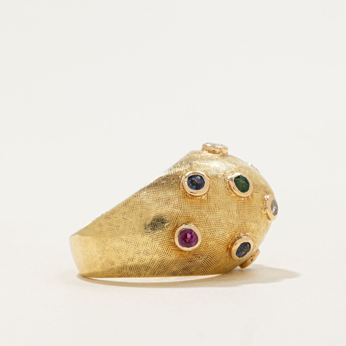 18k Multi Gemstone Dome Ring | 0.35ctw | SZ 4.75