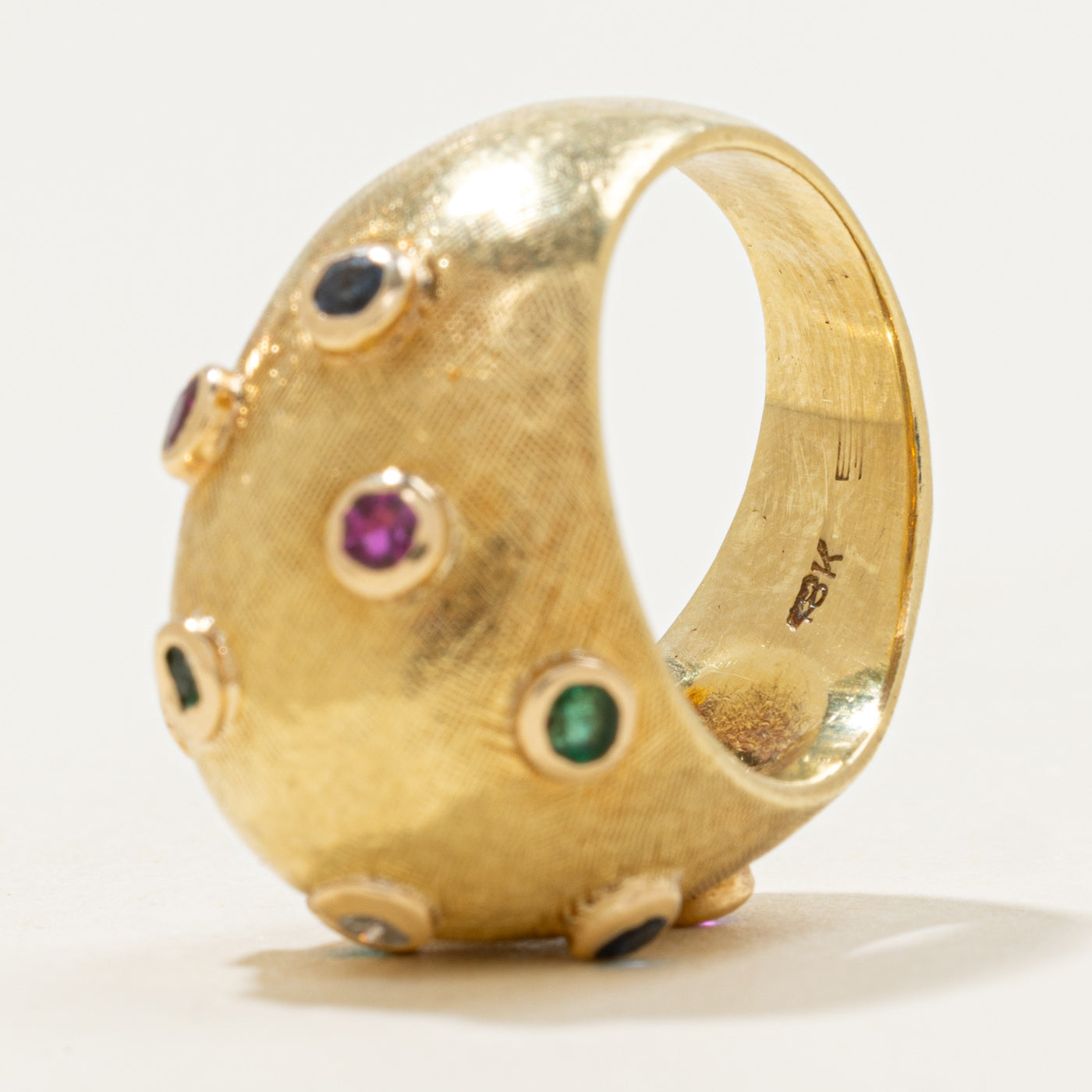 18k Multi Gemstone Dome Ring | 0.35ctw | SZ 4.75