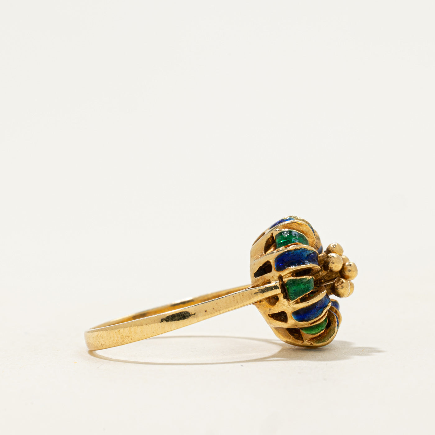 Vintage Italian 18k Enamel Dome Ring | SZ 6.5