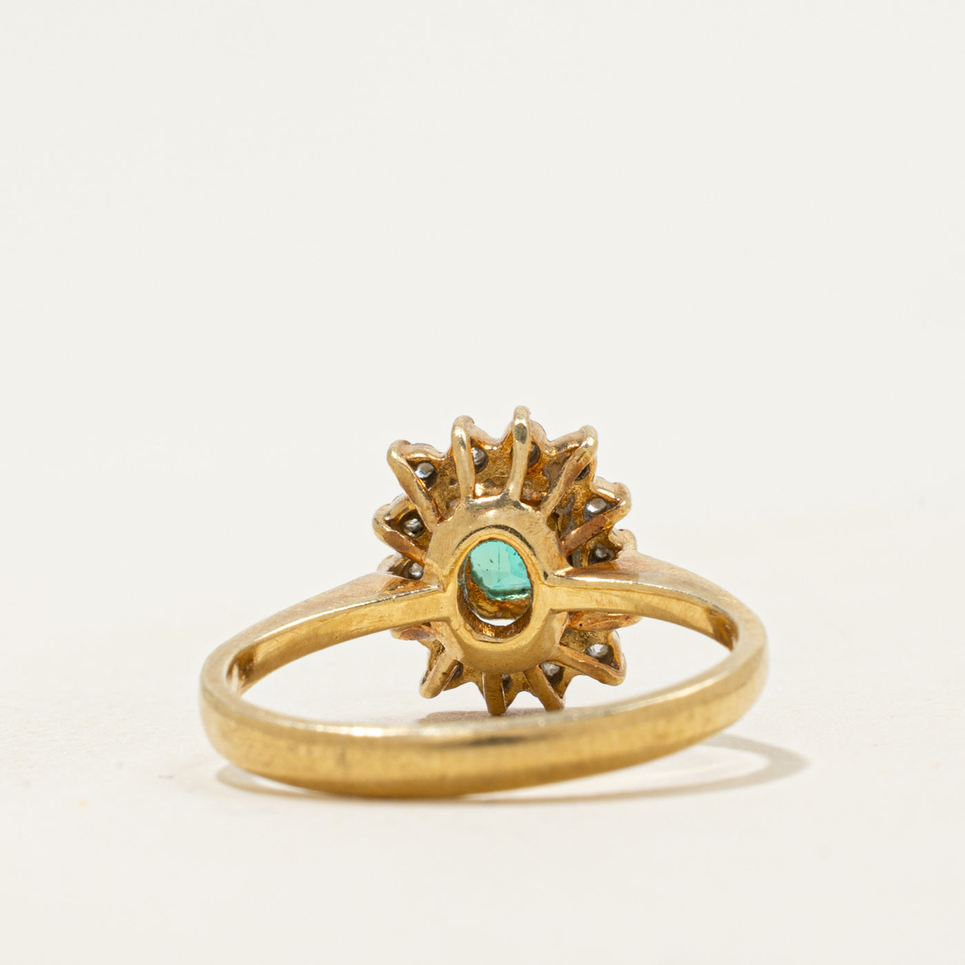 18k Emerald & Diamond Petal Halo Ring | 0.46ct, 0.07ctw | SZ 4.5