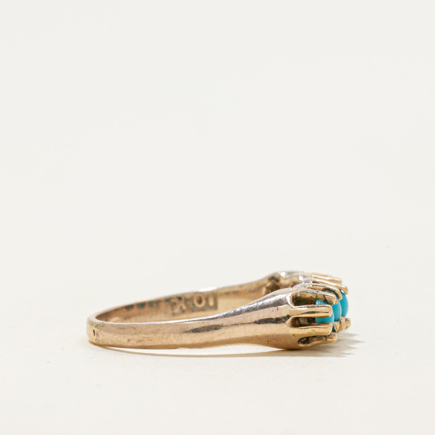 10k Five-Stone Imitation Turquoise Ring | 0.5ctw | SZ 6