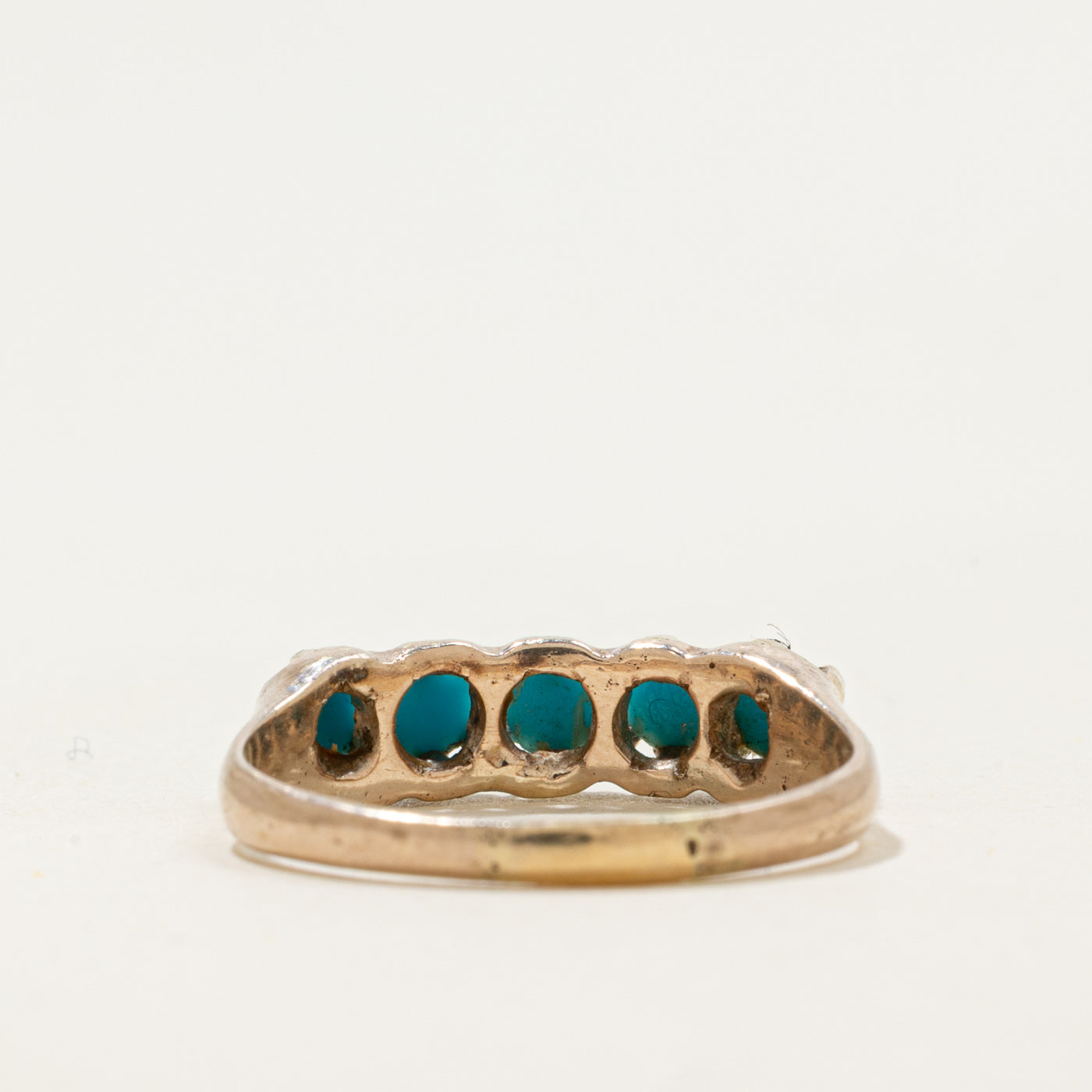10k Five-Stone Imitation Turquoise Ring | 0.5ctw | SZ 6