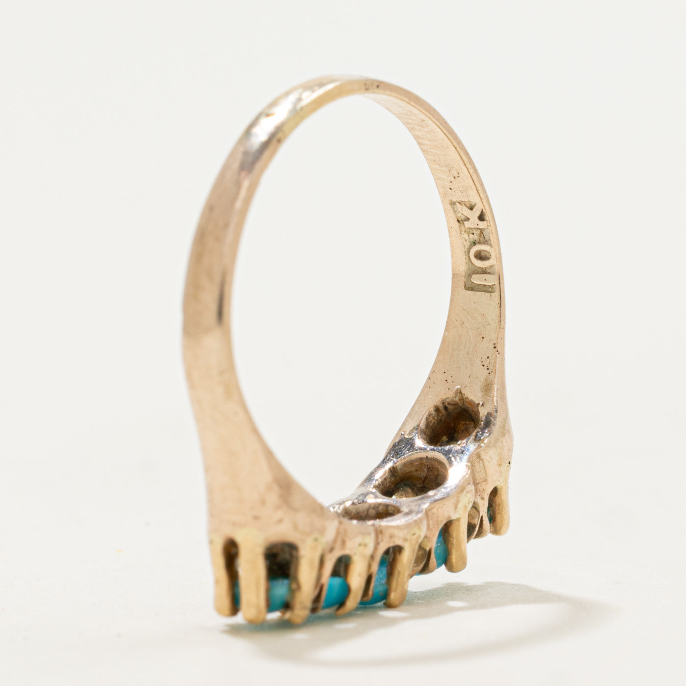 10k Five-Stone Imitation Turquoise Ring | 0.5ctw | SZ 6