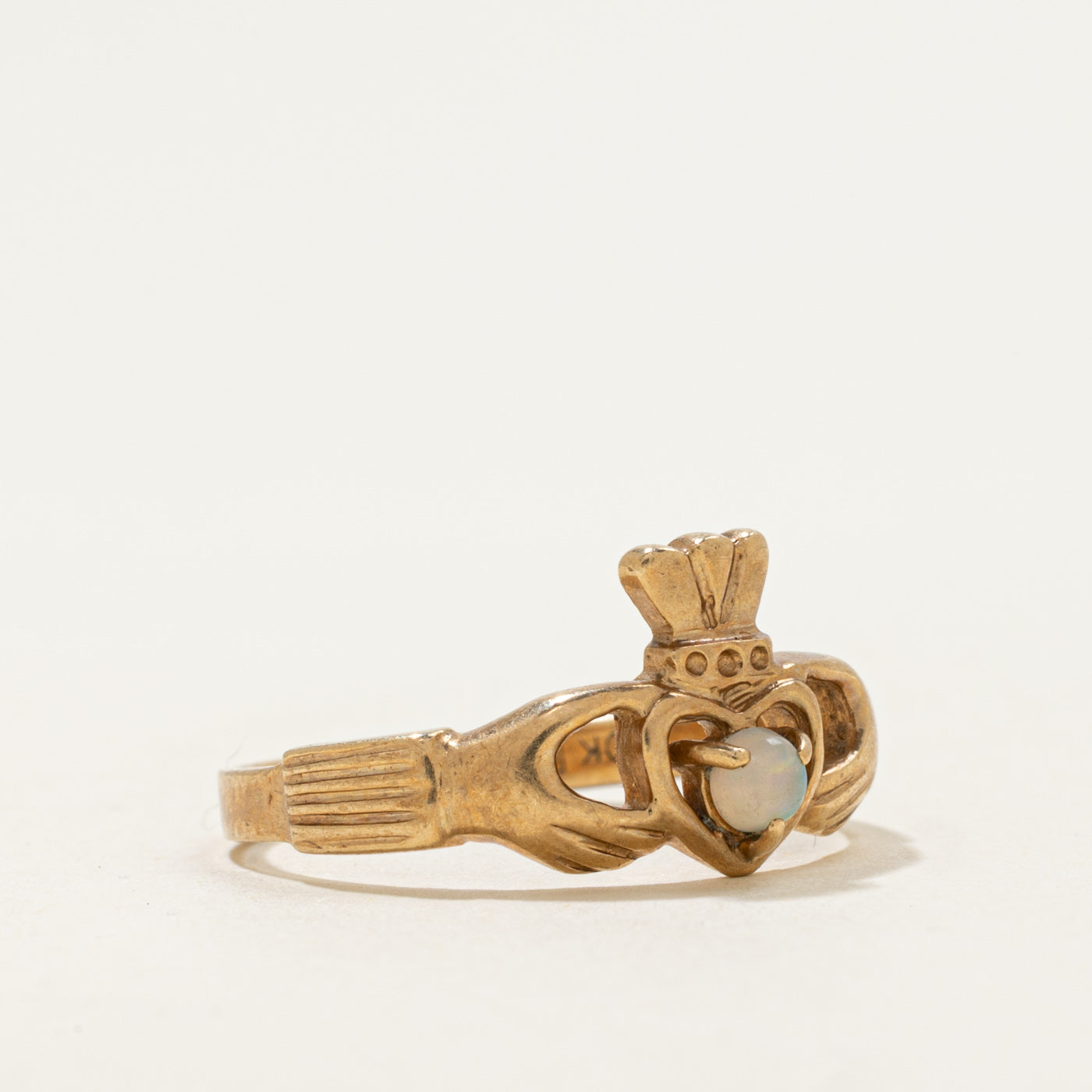 10k Opal Claddagh Ring | 0.08 ct | SZ 7