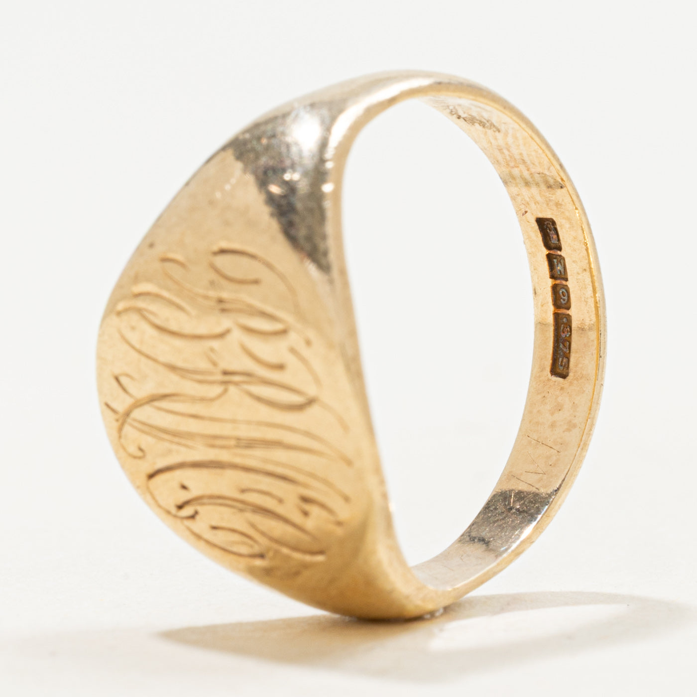 Bague chevalière initiale « BRMcC » Dublin 9K 1964 | Taille 7,25