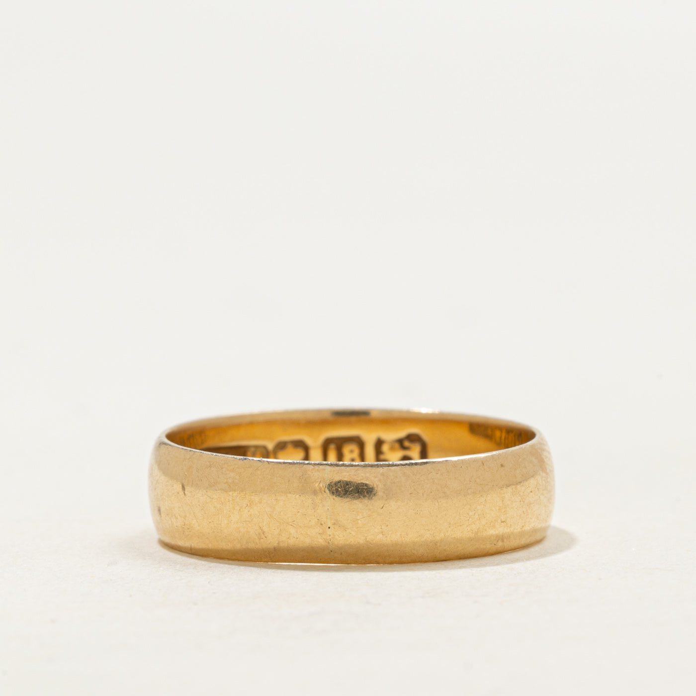 Vintage Pseudo Hallmarked 18k Yellow Gold Band | 5mm | SZ 7.5
