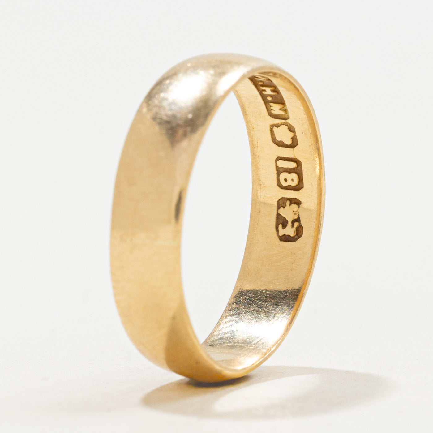 Vintage Pseudo Hallmarked 18k Yellow Gold Band | 5mm | SZ 7.5