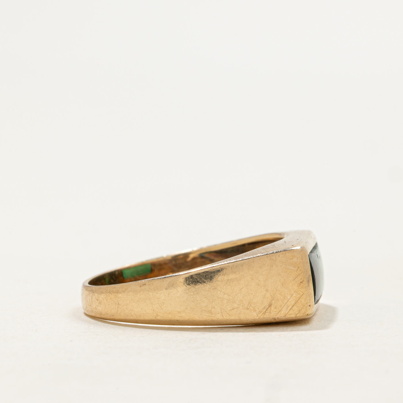 Bague chevalière en verre vert East West de Birks | 2,0 ct | Taille 10,5