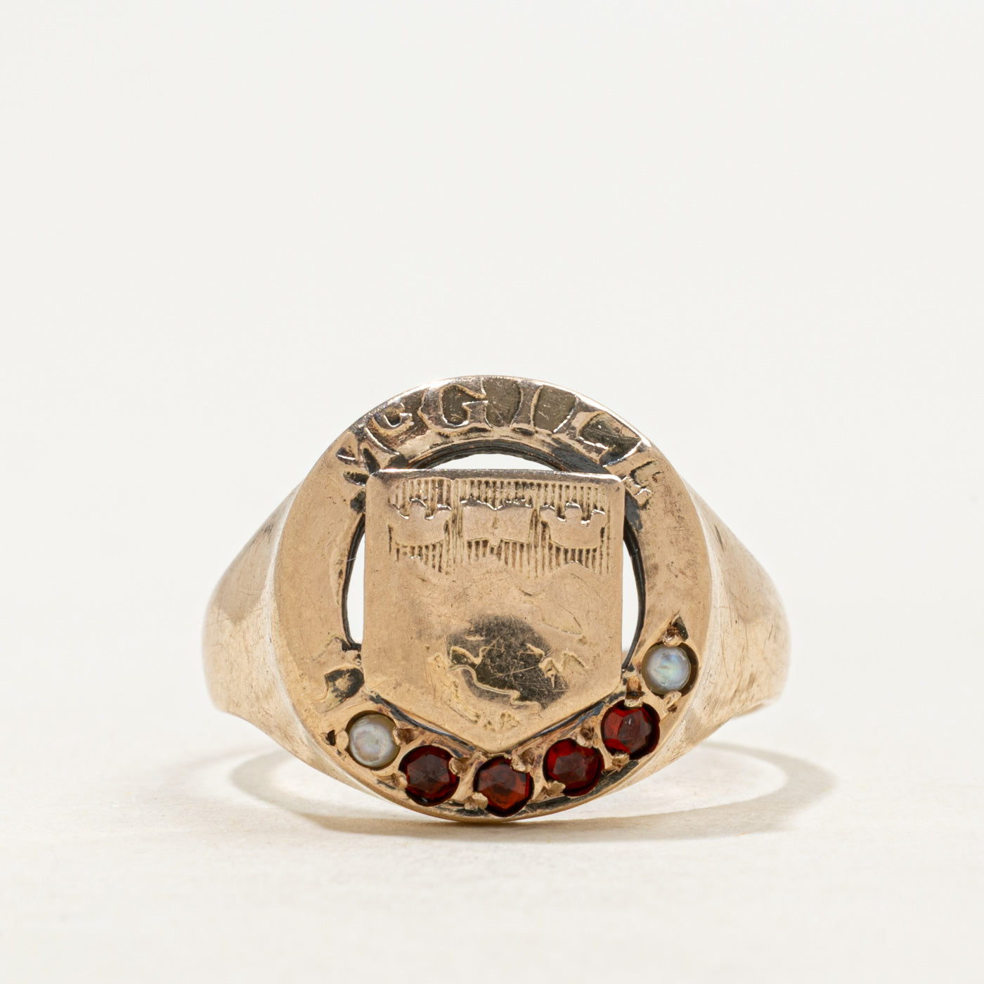 Bague chevalière Birks' McGill University Multi Gemstone Crescent | 0,08 ct | Taille 6