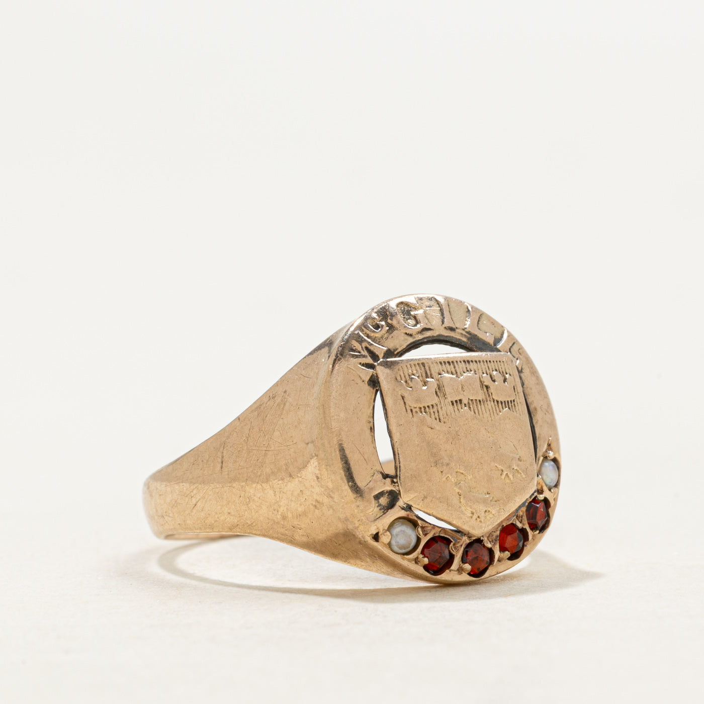 Bague chevalière Birks' McGill University Multi Gemstone Crescent | 0,08 ct | Taille 6