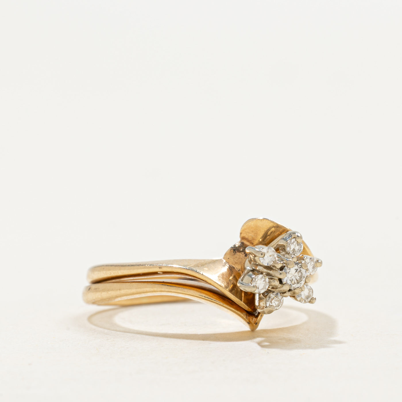 'Birks' 14k Diamond Petal Cluster Soldered Ring Set | 0.09ctw | SZ 4.75