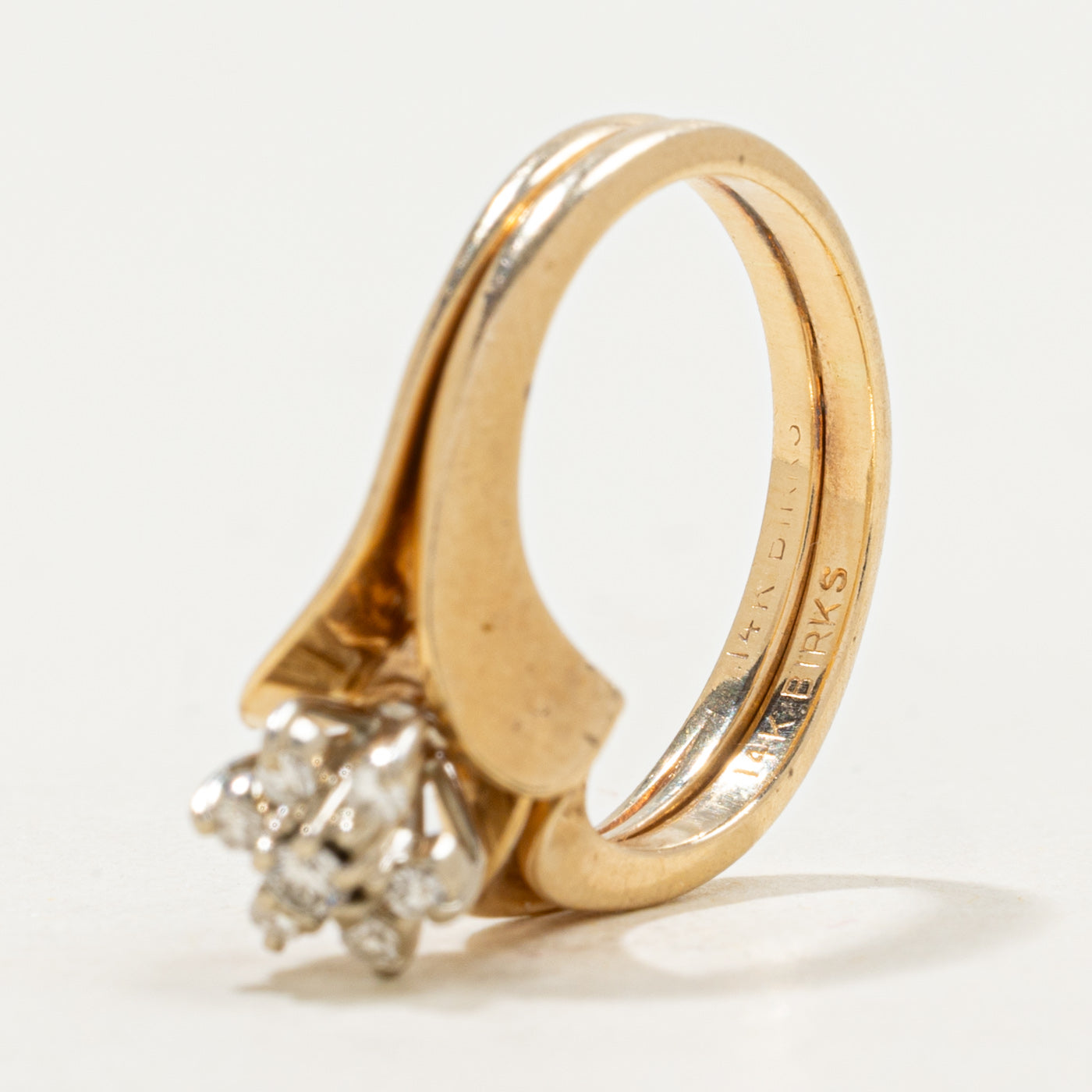 'Birks' 14k Diamond Petal Cluster Soldered Ring Set | 0.09ctw | SZ 4.75
