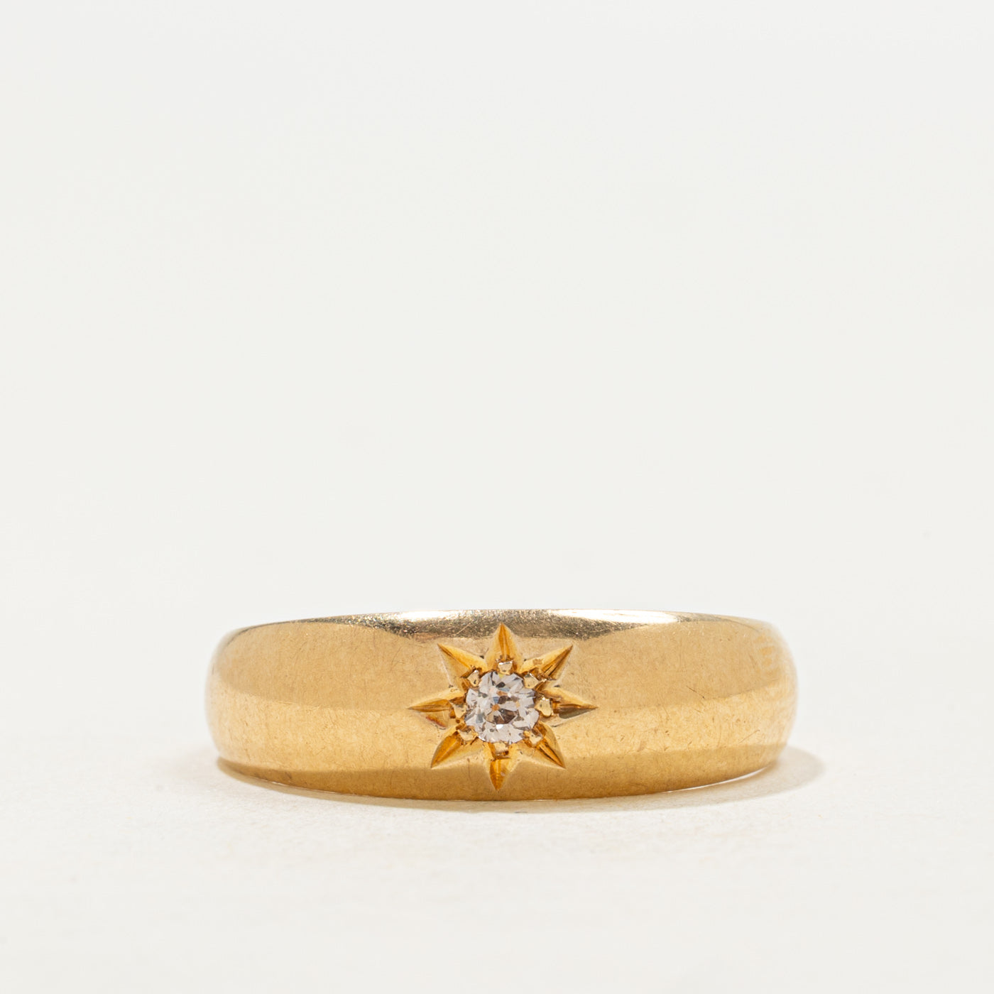 1904 Birmingham 18k Star Set Old Mine Cut Diamond Band | 0.07ctw | SZ 8