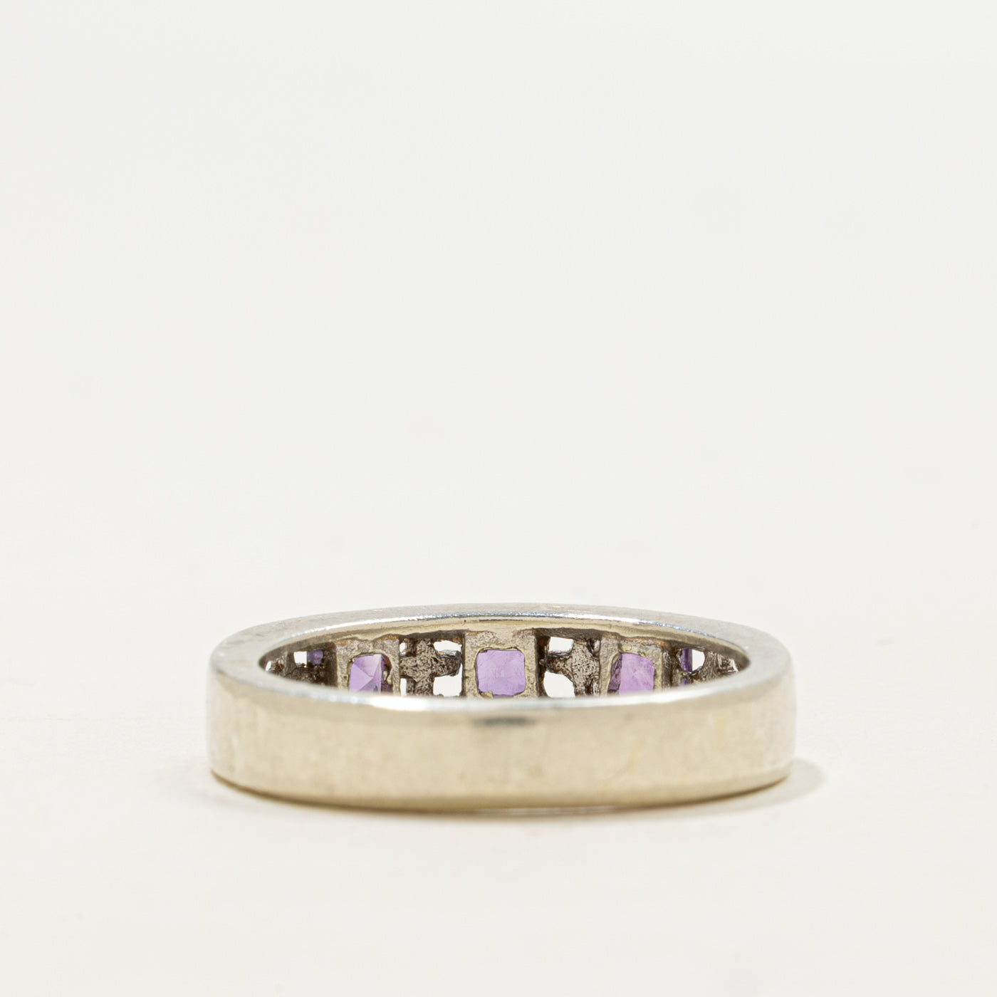 1980 London Three Stone Amethyst Openwork Band | 0.27ctw | SZ 6.5