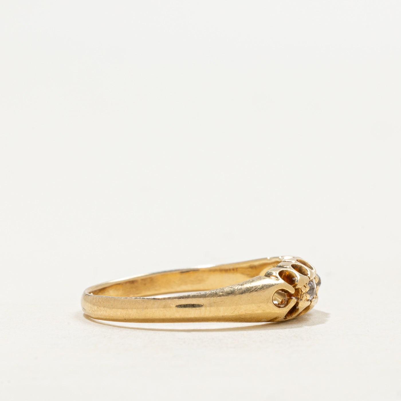 1900 Chester Three Stone Diamond Boat Ring | 0.28ctw | SZ 7