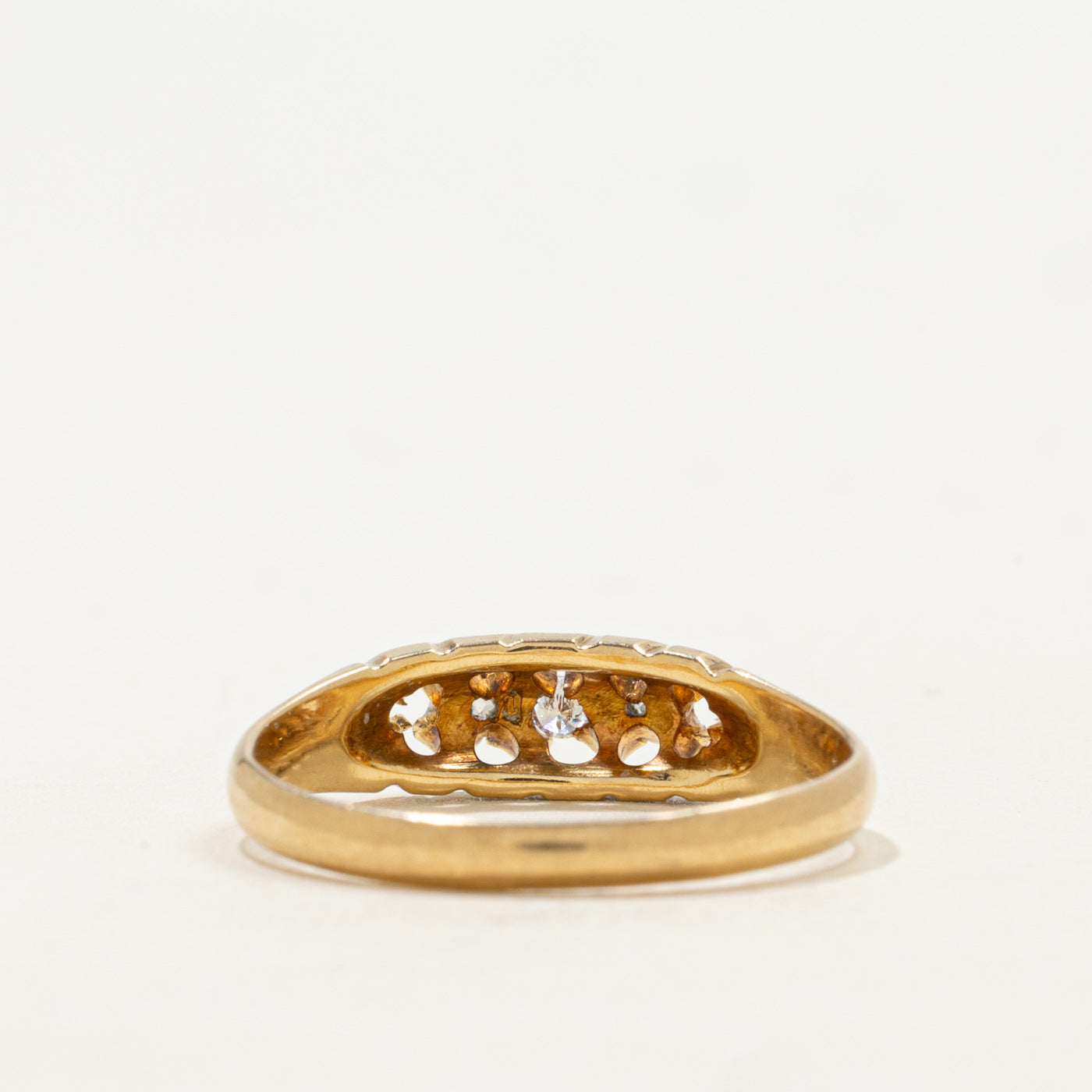 1900 Chester Three Stone Diamond Boat Ring | 0.28ctw | SZ 7