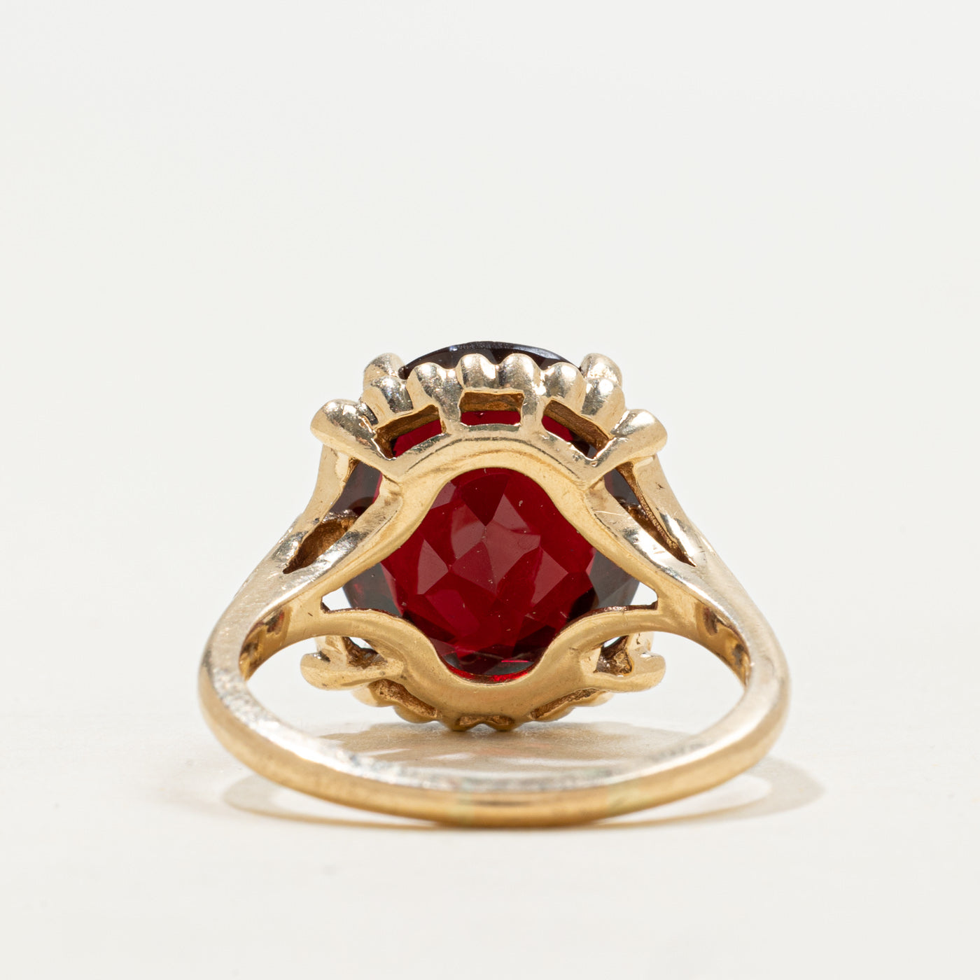 Vintage Canadian 10k Synthetic Ruby Ring | 12.50ct | SZ 8