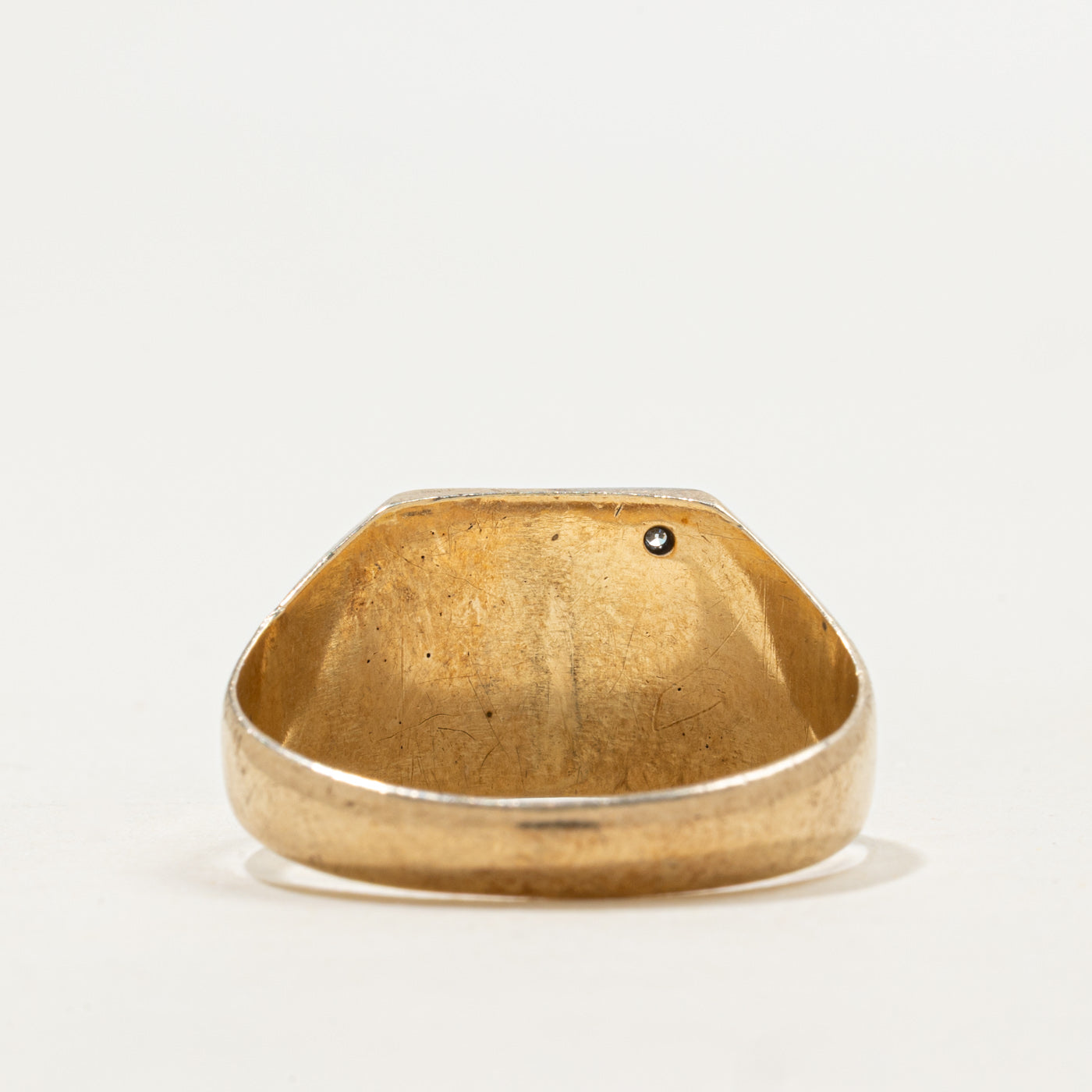 Vintage Canadian 10k "JMC" Initial Engraved Signet Ring | 0.01ct | SZ 10.25