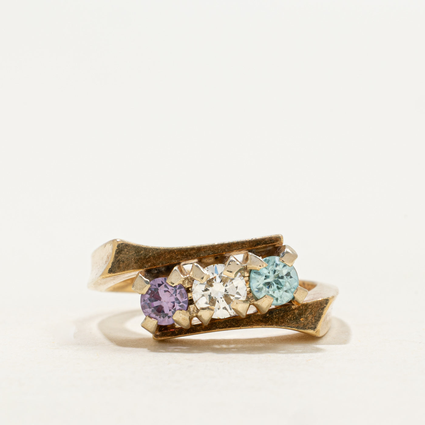 Vintage Canadian Three Stone Bypass Ring | 0.22ct, 0.38ctw | SZ 5