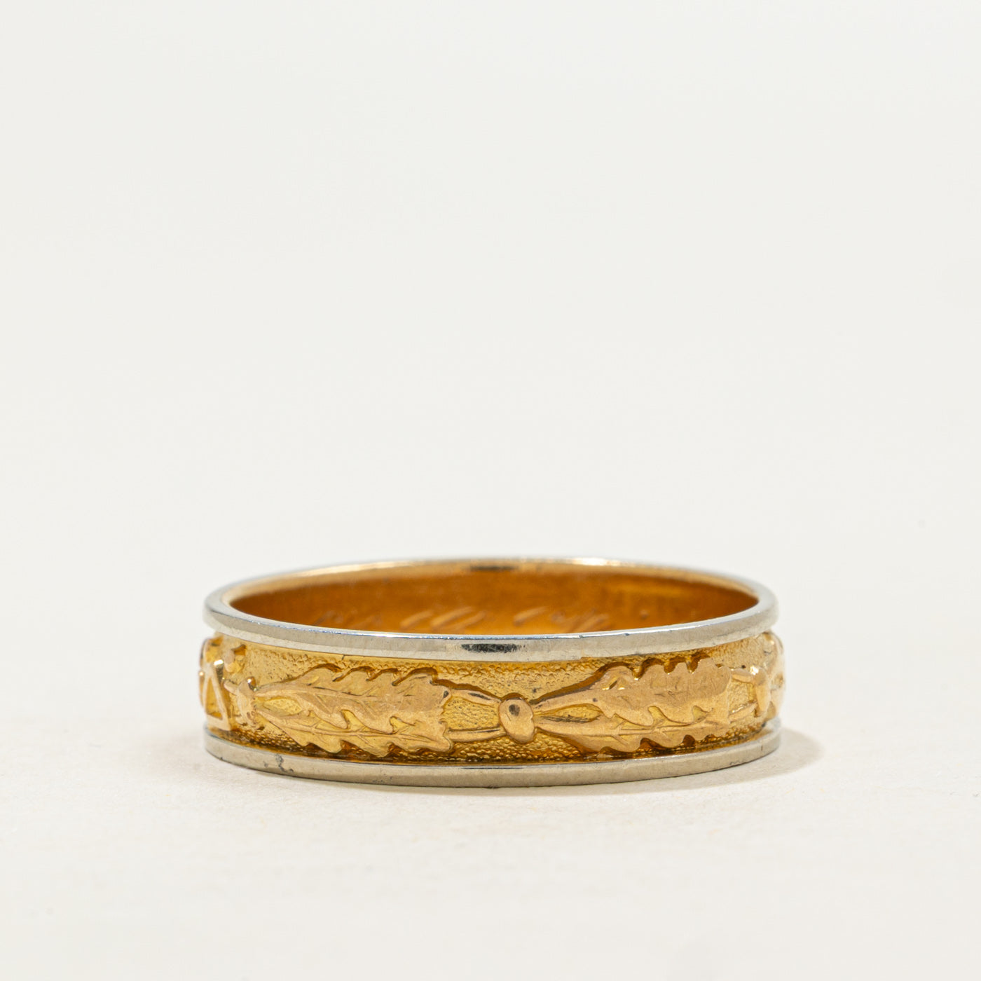 1965 Swedish 18k Two Tone Gold Embossed Band | 5.38mm | SZ 9