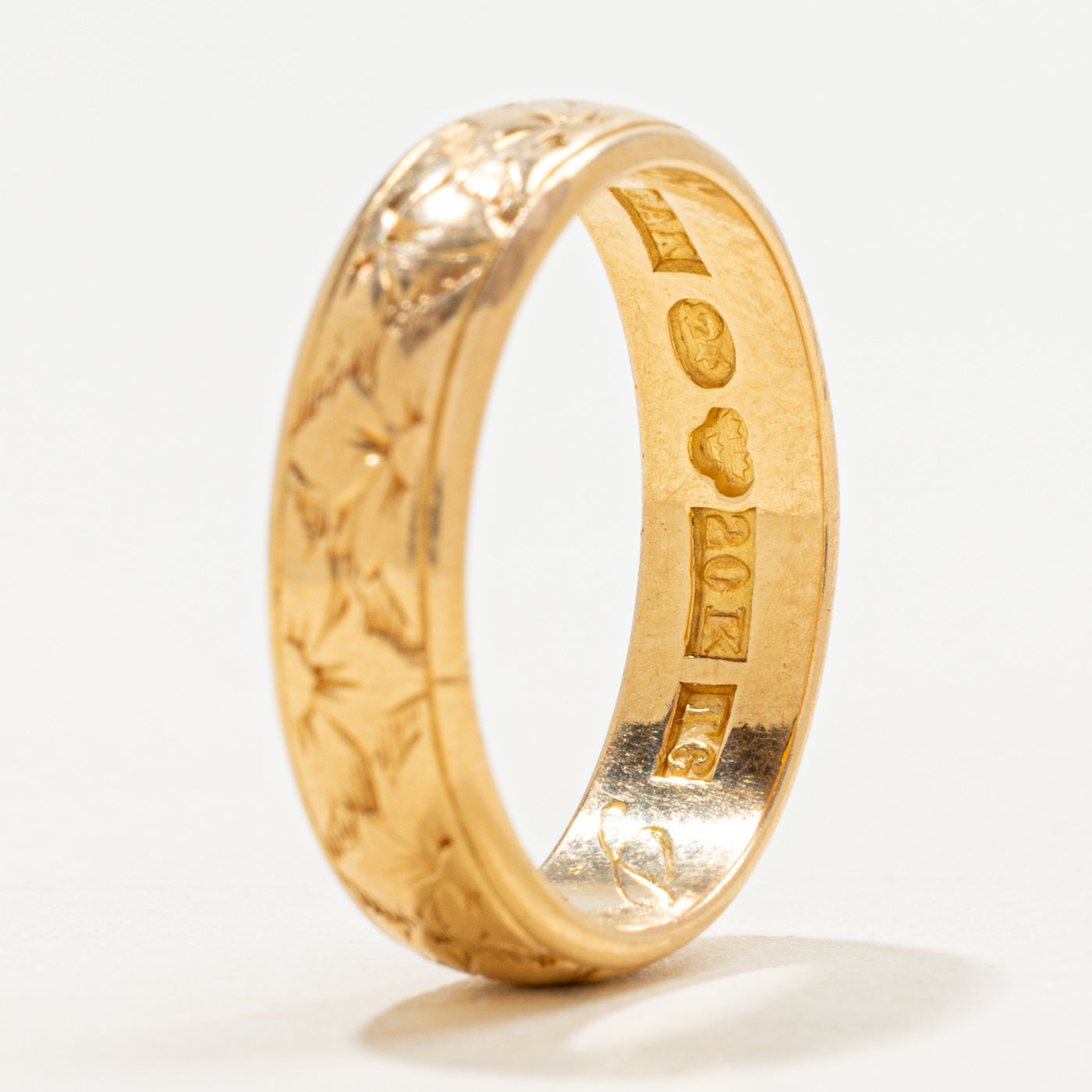 Alliance suédoise en or jaune 20 carats gravée, 1897 | 5,28 mm | Taille 8,25