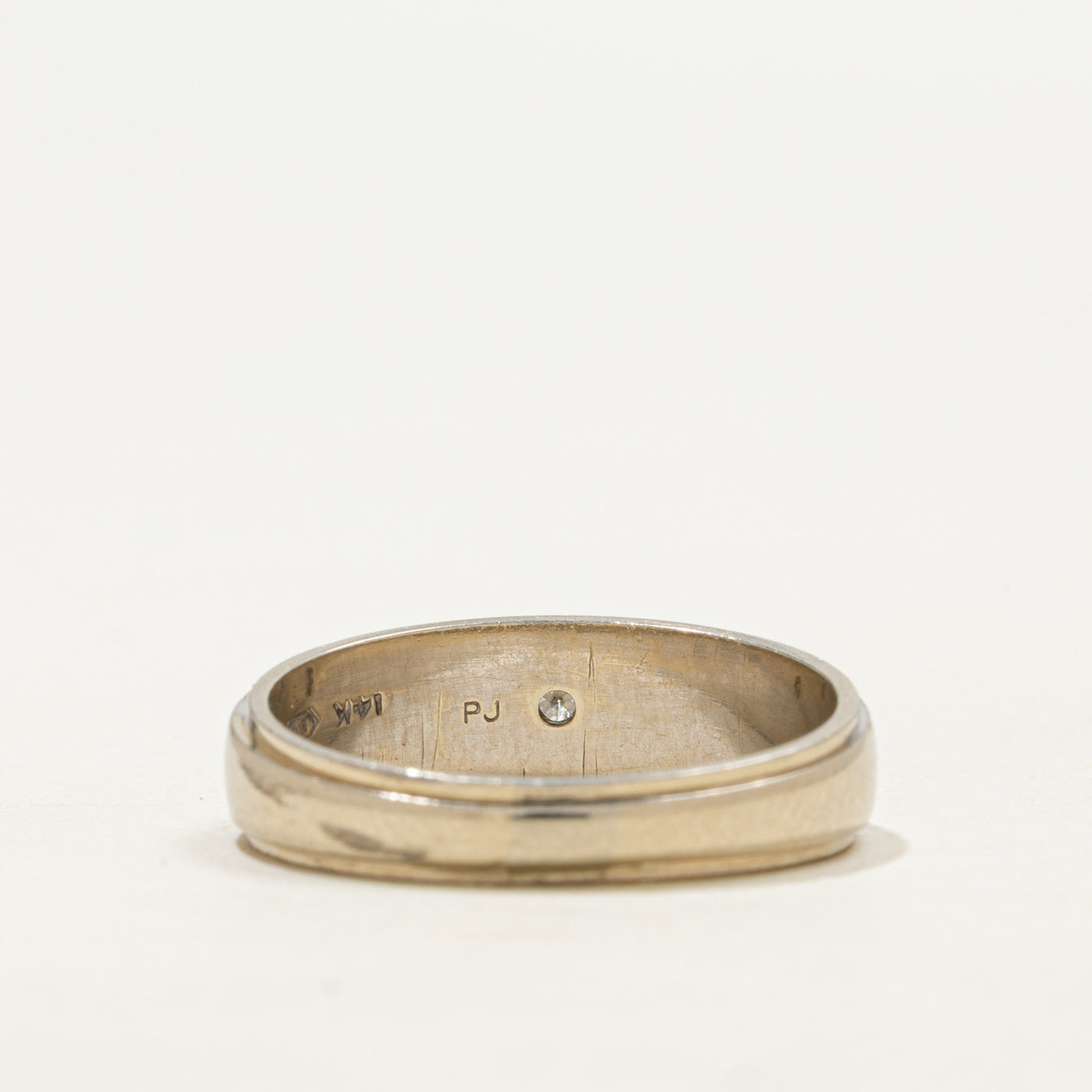 Vintage Canadian 14k White Gold Star Set Diamond Band | SZ 7.5