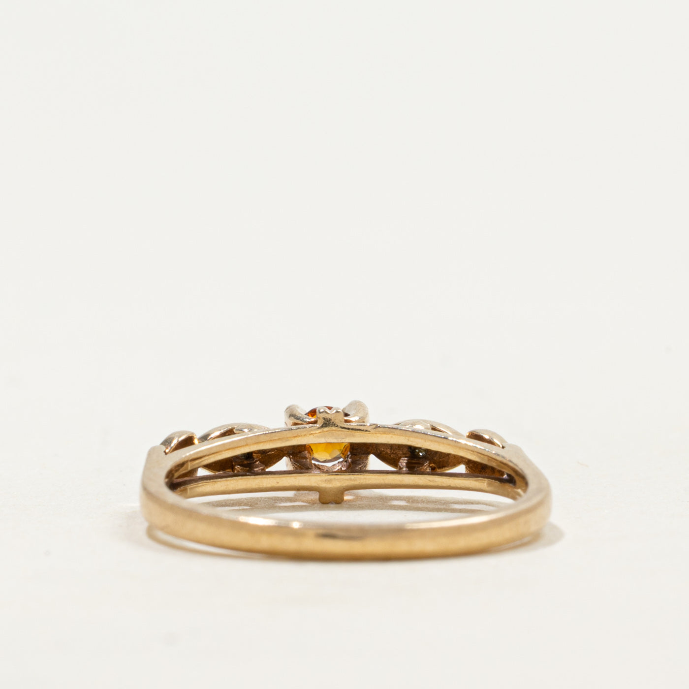 Vintage Canadian 10k Citrine & Diamond Petite Ring | 0.05ct, 0.01ctw | SZ 4.5
