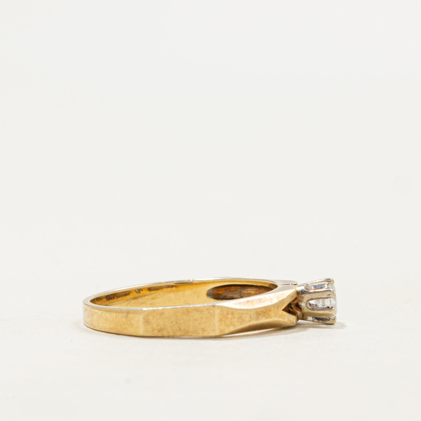 14k Solitaire High Set Diamond Ring | 0.15ct | SZ 7.5