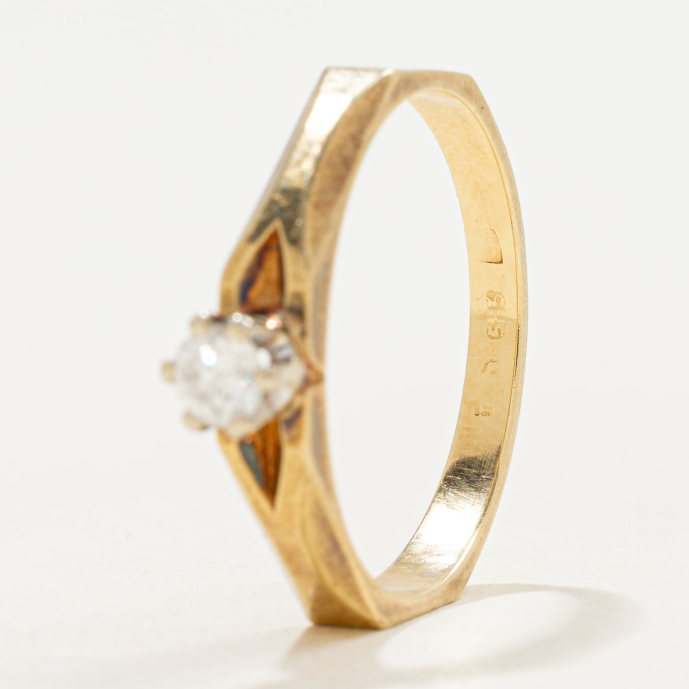 14k Solitaire High Set Diamond Ring | 0.15ct | SZ 7.5