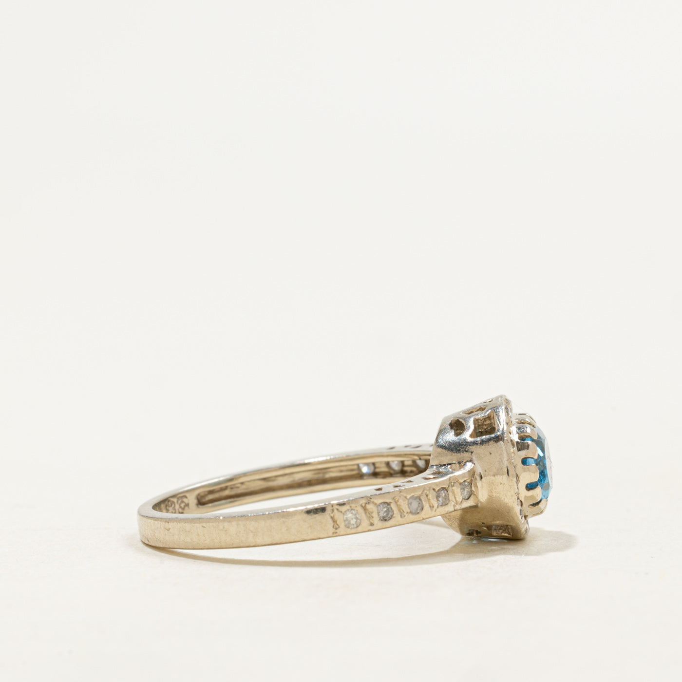 Canadian 14k East West Topaz & Diamond Halo Ring | 0.72ct, 0.12ctw | SZ 7