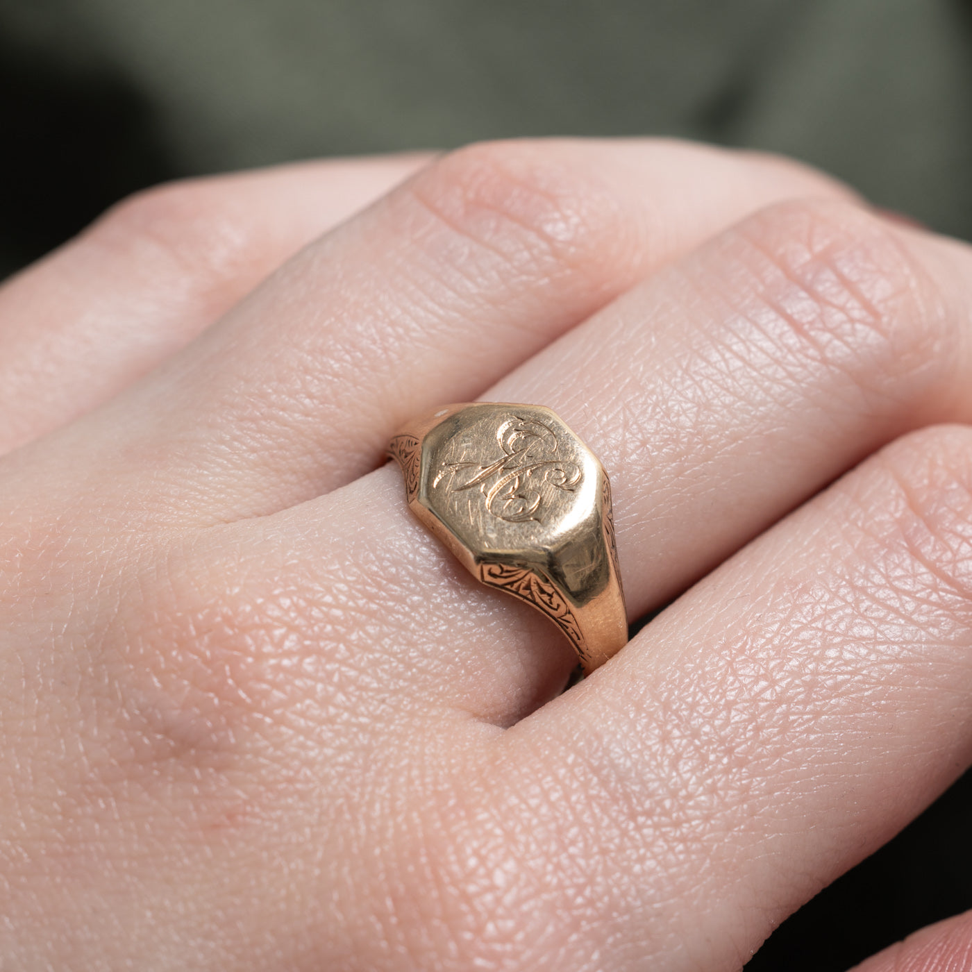 Birmingham 9k Yellow Gold "JC" Initial Signet Ring | SZ 8