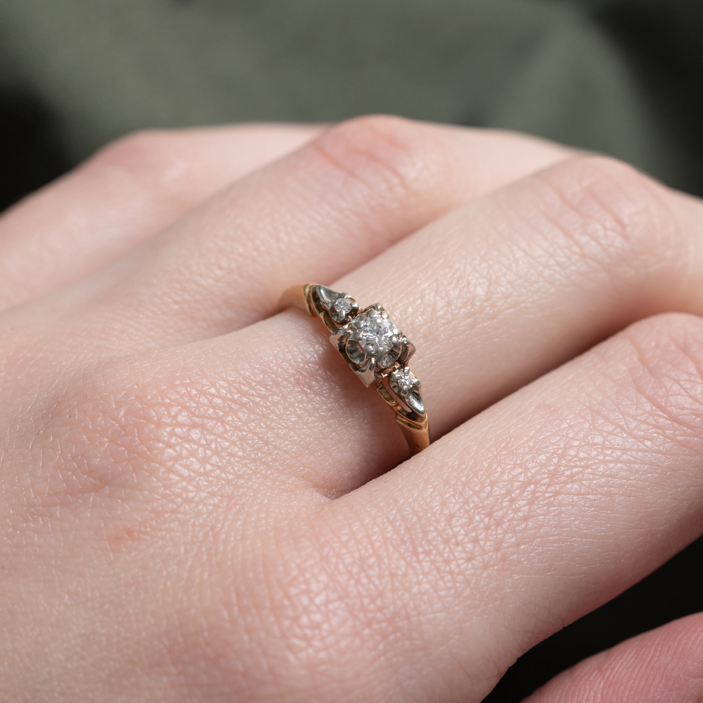 Bague vintage canadienne sertie de diamants illusion | 0,16 ct | Taille 6,75