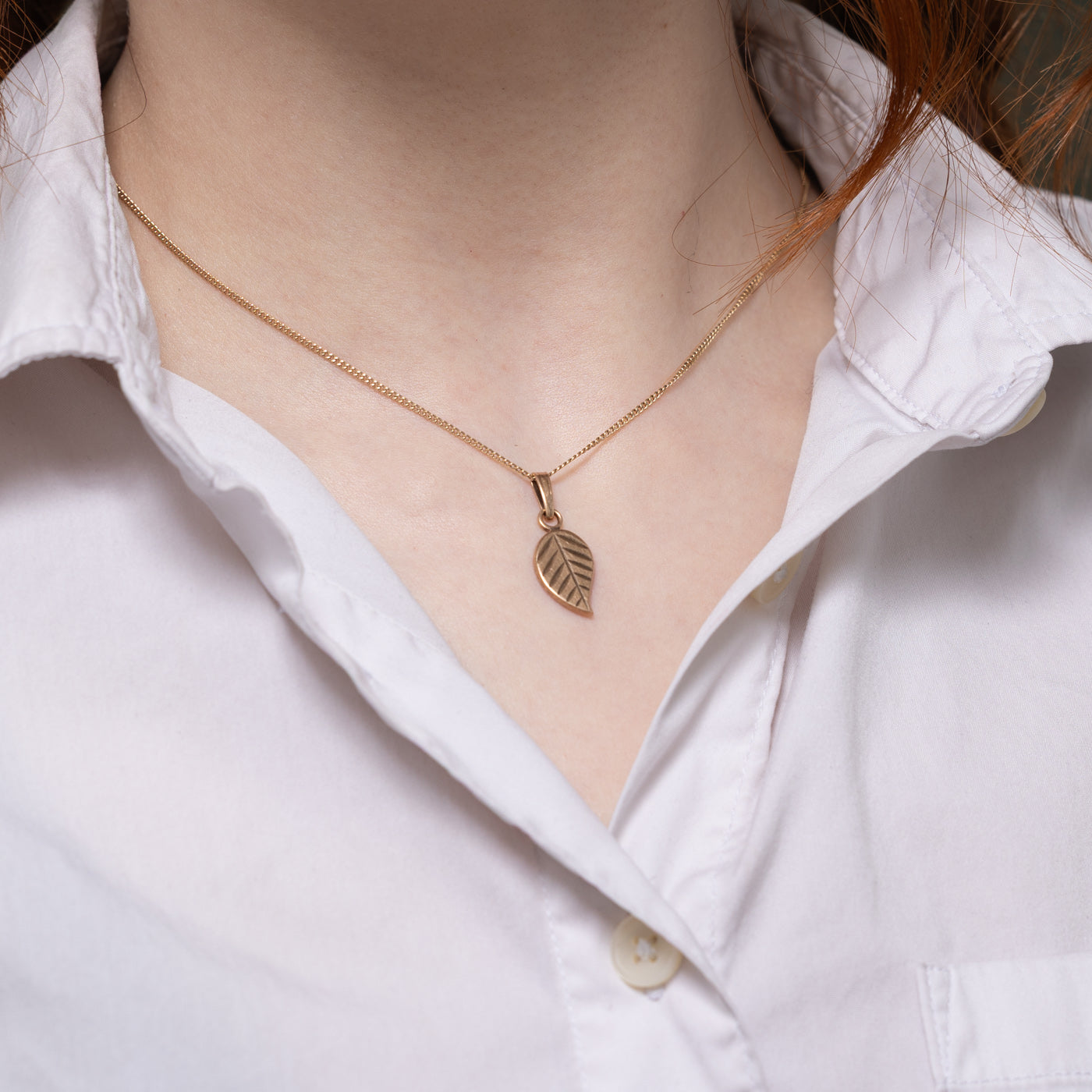 Soviet Hallmarked 14k Rose Gold Leaf Pendant