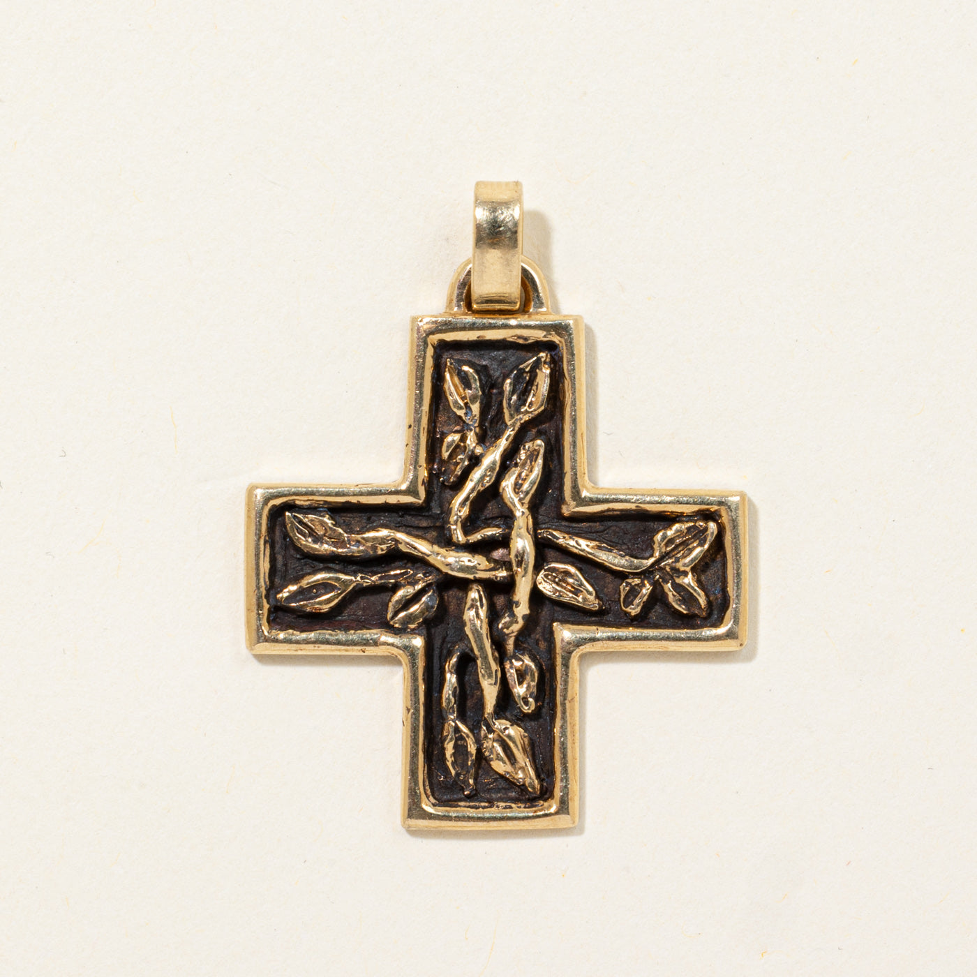 14k Floral Medical Cross Pendant