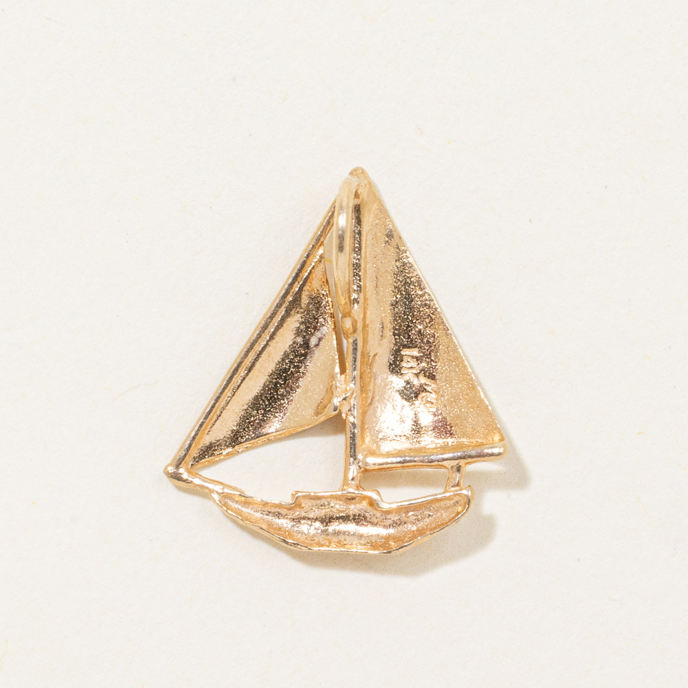 14k Diamond-Cut Sailboat Pendant