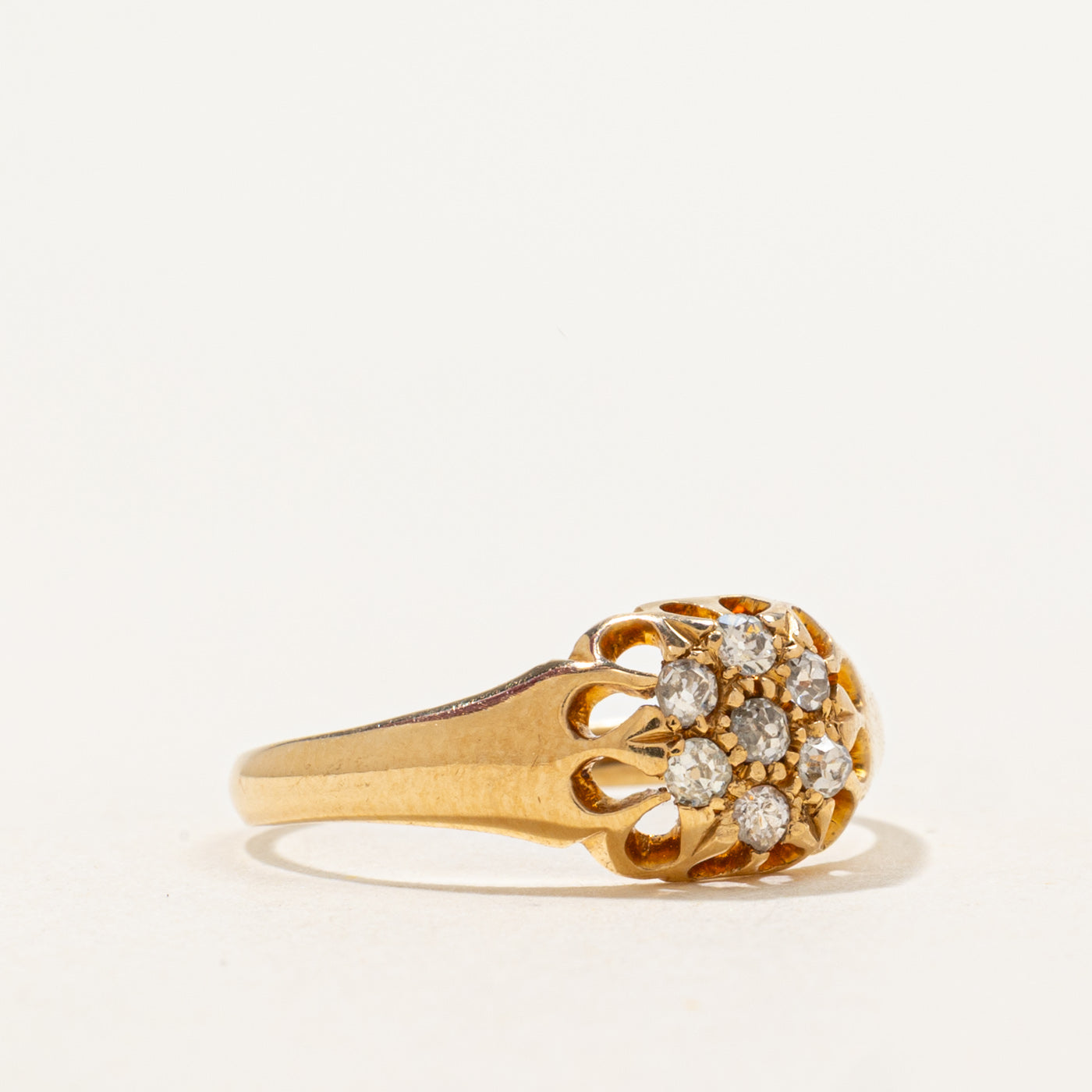 1916 Birmingham Belcher Set Old Mine Cut Diamond Cluster Ring | 0.15 ctw | SZ 6.25