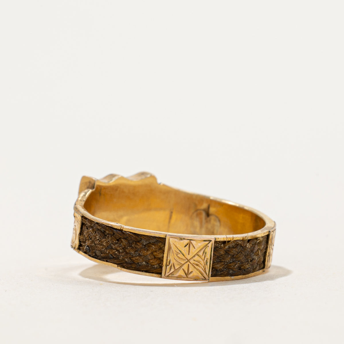 1906 Chester Sentimental Hairwork Crest Ring | SZ 8.25