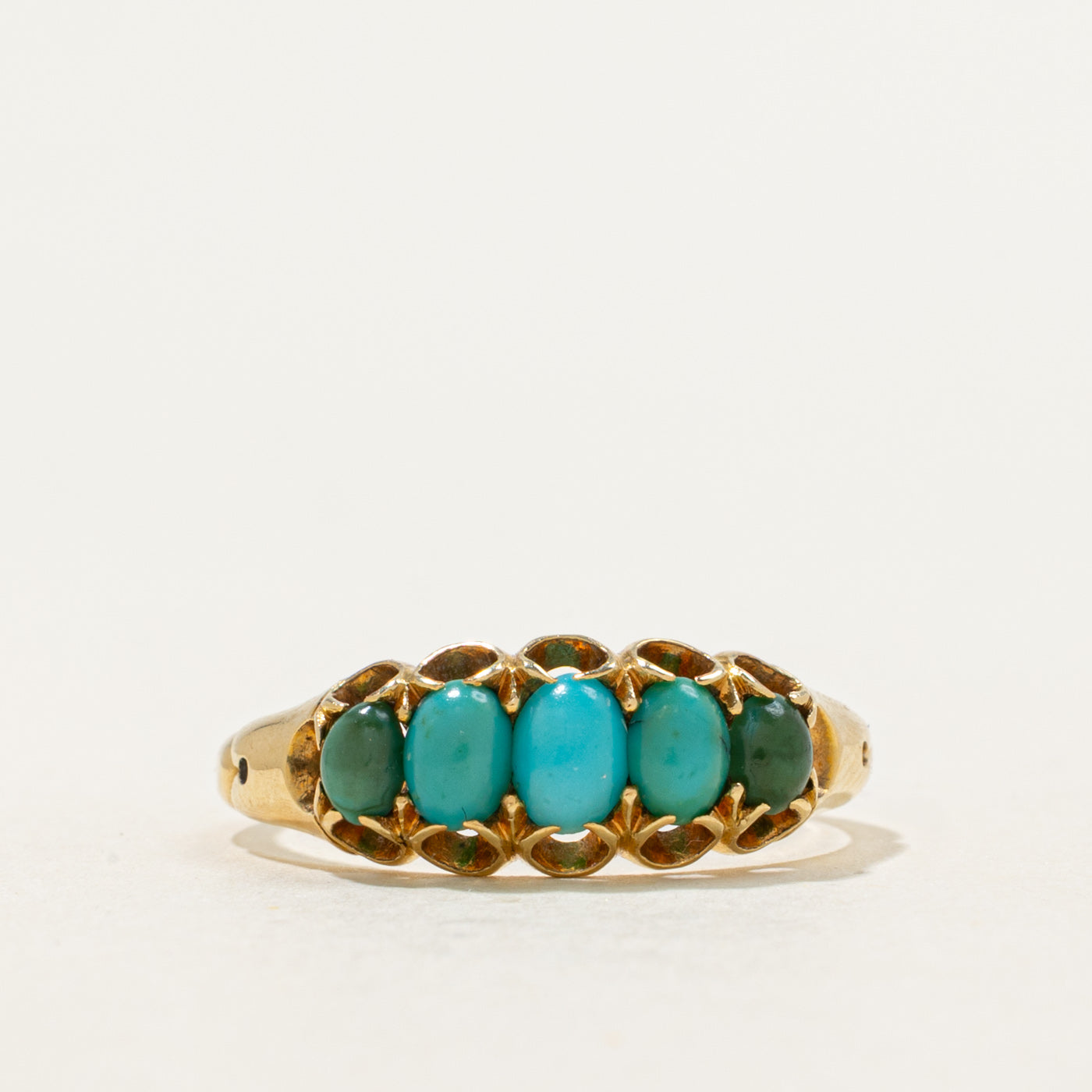 Victorian Five-Stone Cabochon Turquoise Ring | 0.50ct | SZ 6.5