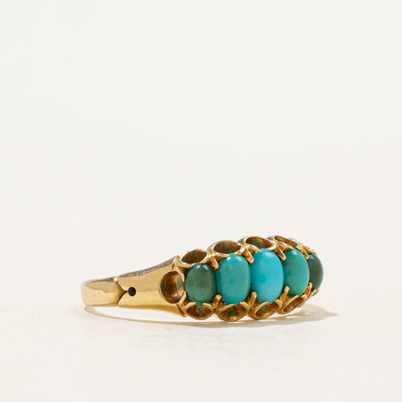 Victorian Five-Stone Cabochon Turquoise Ring | 0.50ct | SZ 6.5