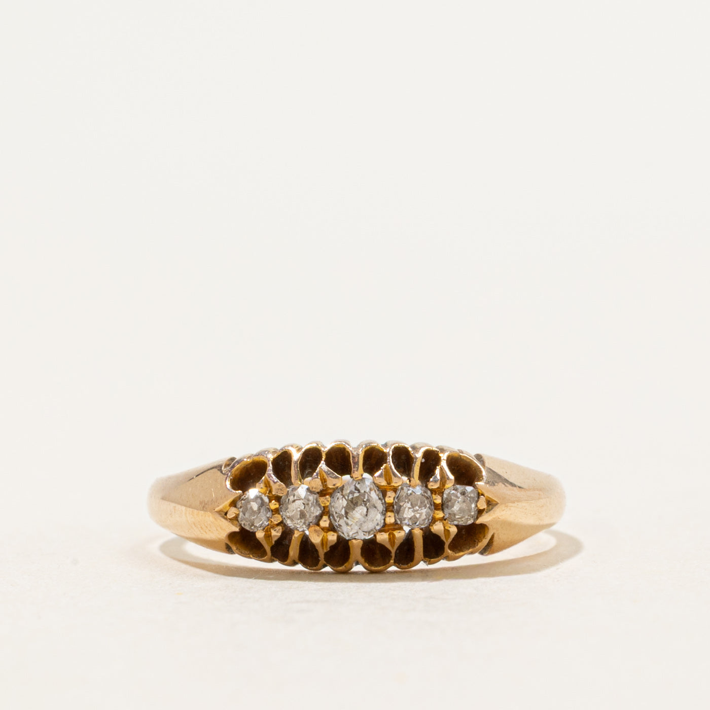 Birmingham Victorian Old Mine Diamond Raised Gallery Boat Ring | 0.15 ctw |