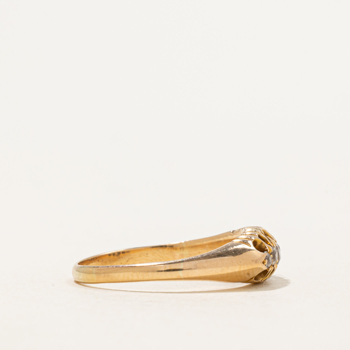 Birmingham Victorian Old Mine Diamond Raised Gallery Boat Ring | 0.15 ctw |