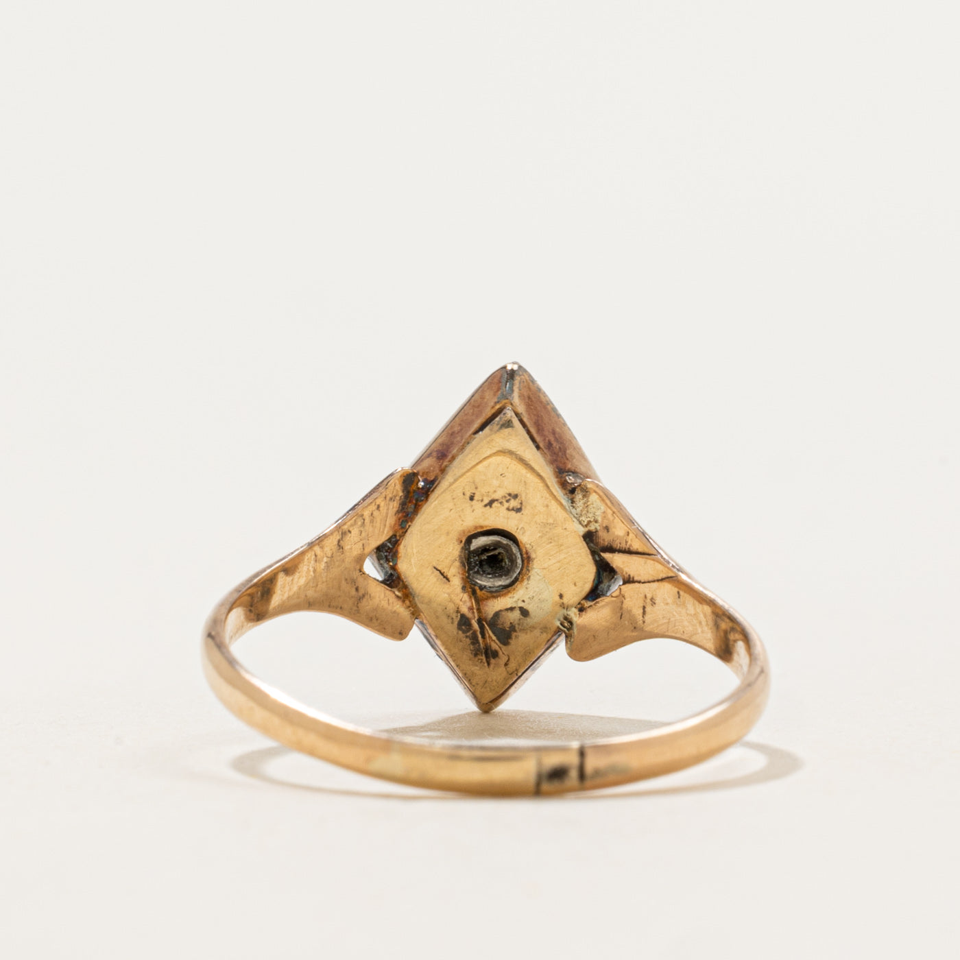 Victorian Rhombus Onyx & Seed Pearl Mourning Ring | 1.5 ct | SZ 7.5